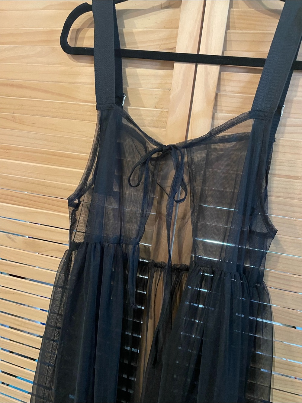 Sheer Black Midi Dress with Tie-Front Bodice - Picture 2 of 6